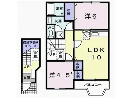 ビサイド桜木B(2LDK/2階)の間取り写真