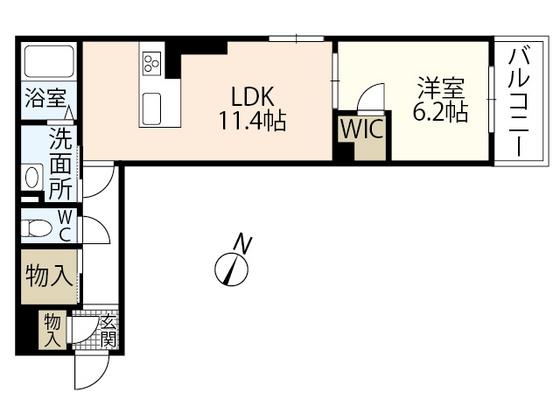 アーテル(1LDK/2階)の間取り写真