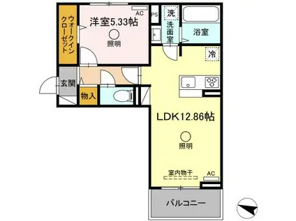 ビブロスポンテII(1LDK/3階)の間取り写真