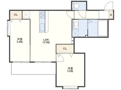 ファースト・ステージ滑石(2LDK/5階)の間取り写真