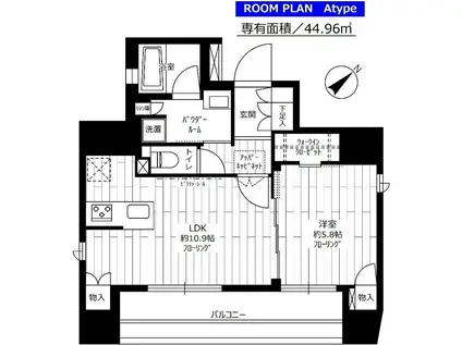 ステージファースト蔵前アジールコート(1LDK/6階)の間取り写真
