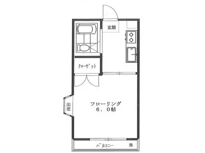 プリムローズ(1K/2階)の間取り写真