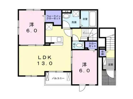 プリムローズI(2LDK/2階)の間取り写真