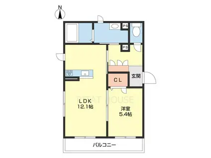 ベレオ金龍寺丁(1LDK/2階)の間取り写真