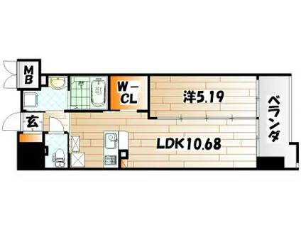 ウィングス西小倉(1LDK/11階)の間取り写真