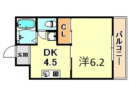 ロジェ楠丘(1DK/3階)の間取り写真