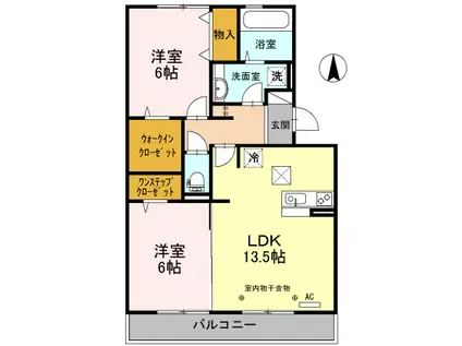 マイリーブル(2LDK/1階)の間取り写真