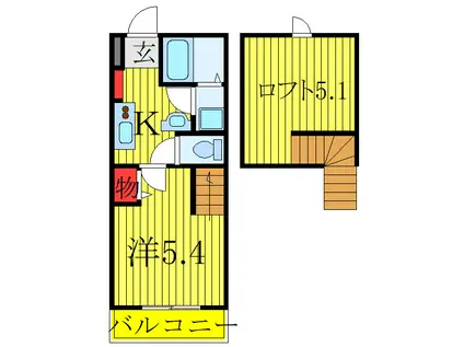 FONTANA ノース(1K/1階)の間取り写真