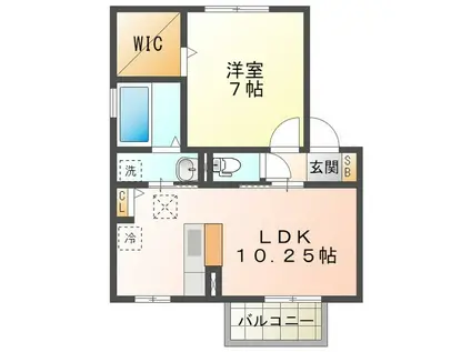 アメージング・フラッツD・E(1LDK/1階)の間取り写真