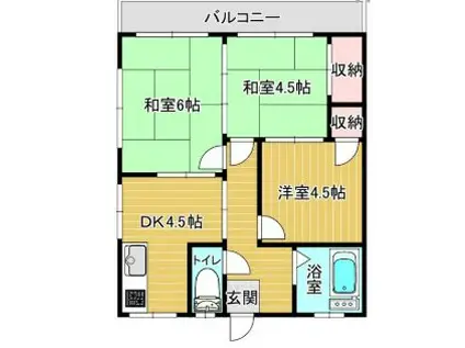 中村荘(3LDK/2階)の間取り写真