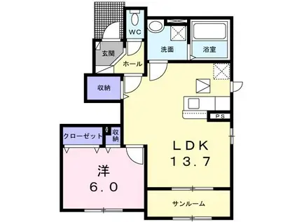 アネックス(1LDK/1階)の間取り写真