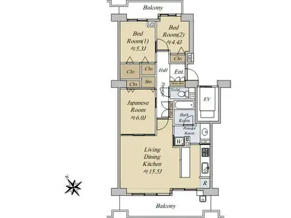 パークシティ横濱B棟(3LDK/6階)の間取り写真
