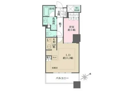 ザ・パークハウス西新宿タワー(1LDK/24階)の間取り写真