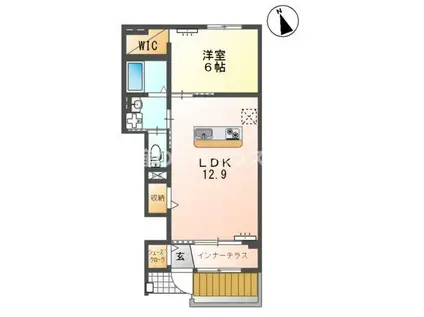 一宮町アパート(1LDK/1階)の間取り写真