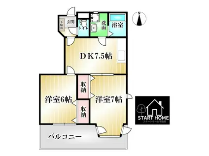 クレスト-ル北島 A(2DK/1階)の間取り写真