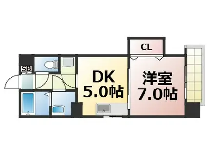 コンフォート真田山東(1DK/4階)の間取り写真