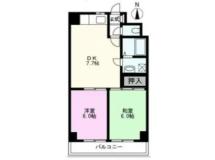 三幸ハイツ(2DK/4階)の間取り写真