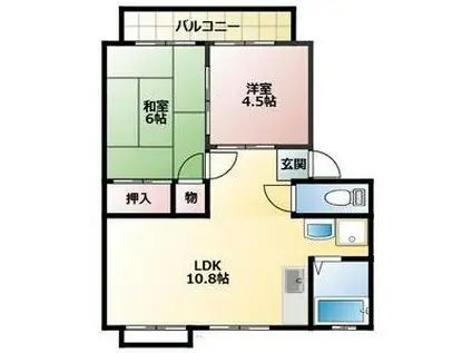 アーバン石田(2LDK/1階)の間取り写真