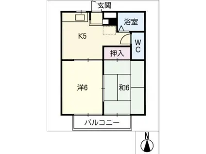 Mハピネス(2K/1階)の間取り写真