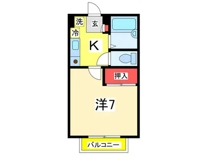 マーサ上大川(1K/1階)の間取り写真