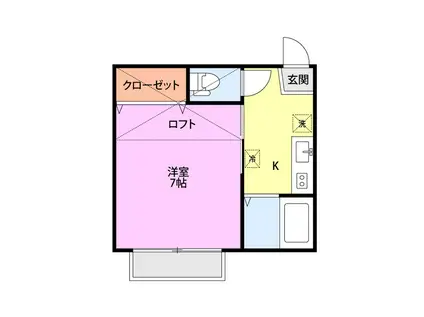 プライムコート(1K/1階)の間取り写真