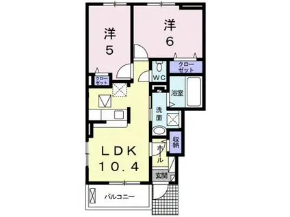 グリシーヌ(2LDK/1階)の間取り写真