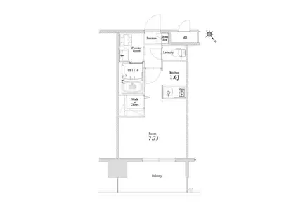 エンクレストベイ天神東II(1K/11階)の間取り写真