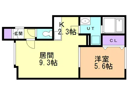LE REVE東室蘭(1LDK/2階)の間取り写真