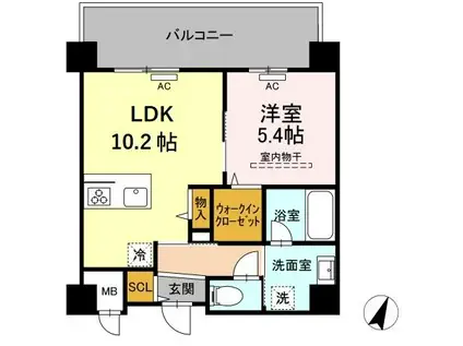 グランデール博多(1LDK/10階)の間取り写真