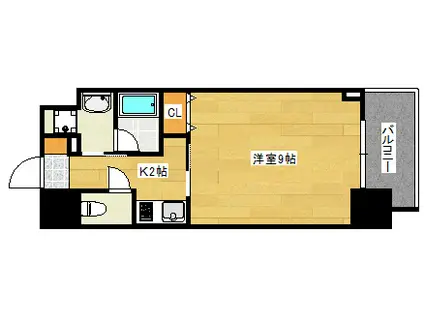 ブリリアンクラス河原町(1K/10階)の間取り写真