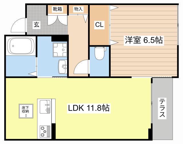 シャーメゾン ピュアワン(1LDK/1階)の間取り写真