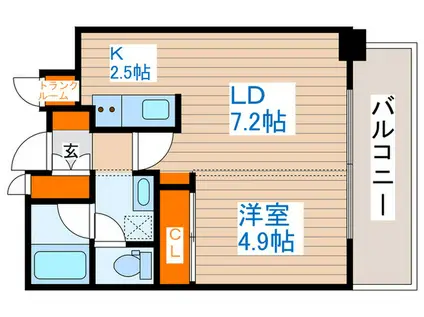 サンタの館N11(1LDK/9階)の間取り写真