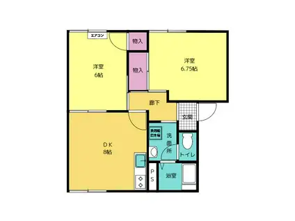 フラワーハイツ(2DK/1階)の間取り写真