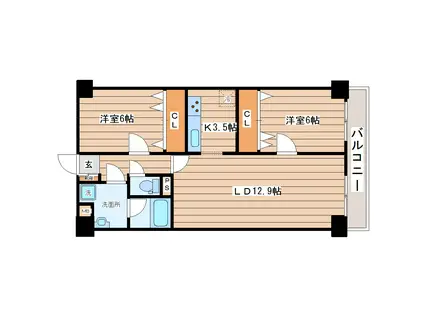 ル・セザンヌ(2LDK/3階)の間取り写真