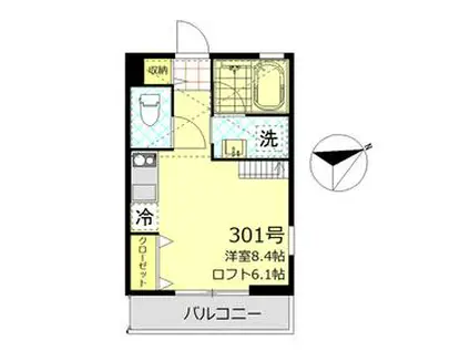 ウエスト SIDE赤羽(ワンルーム/2階)の間取り写真