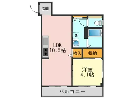 マンション紋(1LDK/1階)の間取り写真