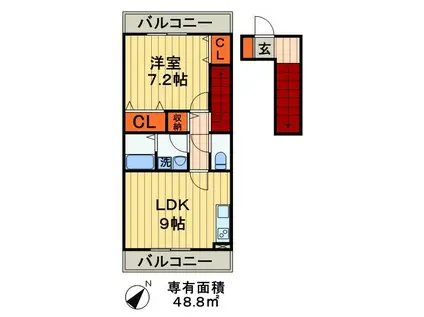 アネックス3(1LDK/2階)の間取り写真