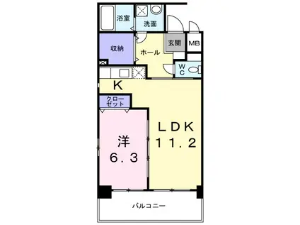 フォレスト陣原(1LDK/2階)の間取り写真