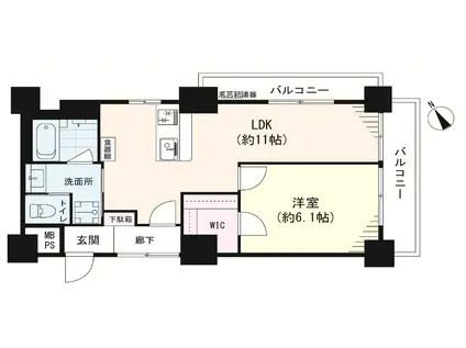 川口ファミリーマンション(1LDK/2階)の間取り写真