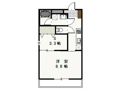 レジデンス鹿田(1SK/2階)の間取り写真