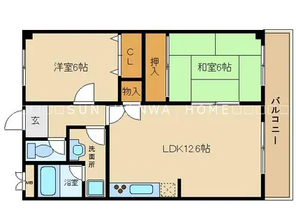 ルモンタカヤス(2LDK/4階)の間取り写真
