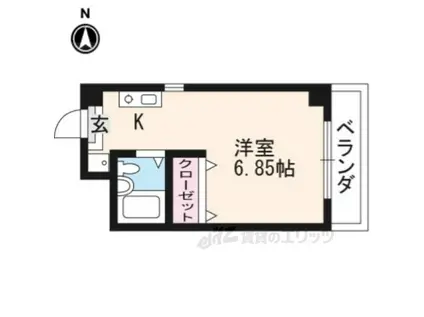 アディー下鴨(1K/2階)の間取り写真