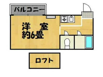 インペリアルバーレイ(1K/2階)の間取り写真