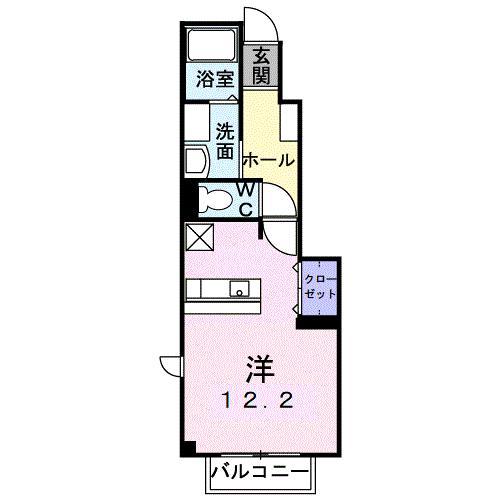 モンブランB(ワンルーム/1階)の間取り写真