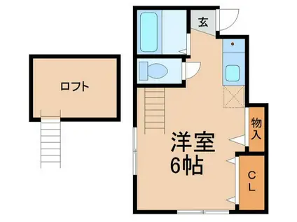 ソレイユワシオ六番館(ワンルーム/2階)の間取り写真