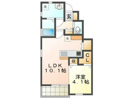 クロッカス A棟(1LDK/1階)の間取り写真