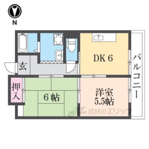 エクセレンス恒榮(2DK/2階)の間取り写真