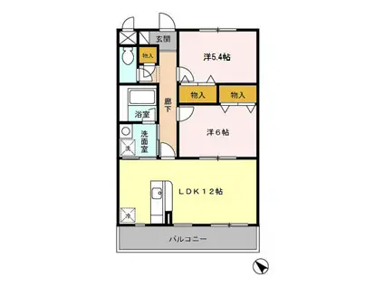 エクセレンス フジエ(2LDK/3階)の間取り写真