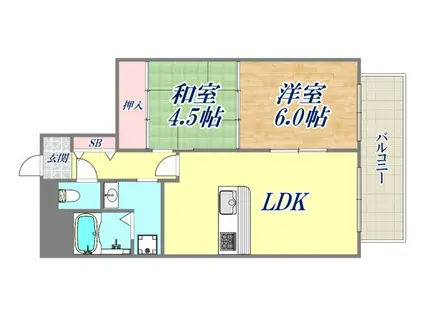 吉光アドニス芦屋(2LDK/3階)の間取り写真