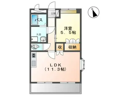 リバーブリーズ・天辰(1LDK/1階)の間取り写真